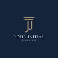 JJ initial monogram logo for law office, lawyer, advocate with pillar style vector