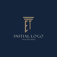 ET initial monogram logo for law office, lawyer, advocate with pillar style vector