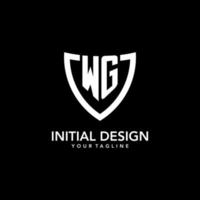 logotipo inicial del monograma wg con un diseño de icono de escudo limpio y moderno vector