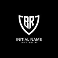 BR monogram initial logo with clean modern shield icon design vector