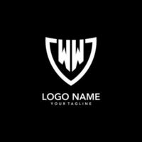 WW monogram initial logo with clean modern shield icon design vector