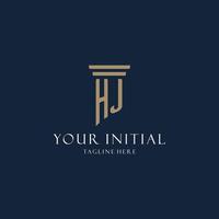 HJ initial monogram logo for law office, lawyer, advocate with pillar style vector