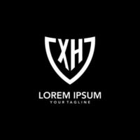 XH monogram initial logo with clean modern shield icon design vector