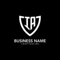 IA monogram initial logo with clean modern shield icon design vector
