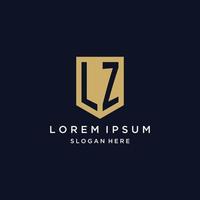 LZ monogram initials logo design with shield icon vector