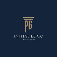 PG initial monogram logo for law office, lawyer, advocate with pillar style vector