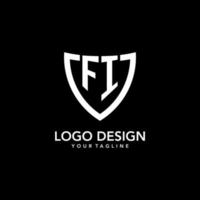 FI monogram initial logo with clean modern shield icon design vector