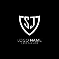 SJ monogram initial logo with clean modern shield icon design vector