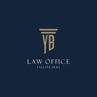 YB initial monogram logo for law office, lawyer, advocate with pillar style vector