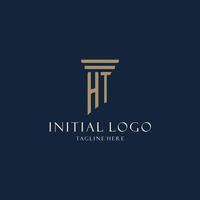 HT initial monogram logo for law office, lawyer, advocate with pillar style vector