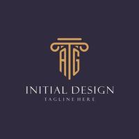 AG monogram initials design for law firm, lawyer, law office with pillar style vector