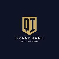 QI monogram initials logo design with shield icon vector