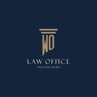 WO initial monogram logo for law office, lawyer, advocate with pillar style vector