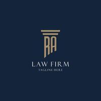 RA initial monogram logo for law office, lawyer, advocate with pillar style vector