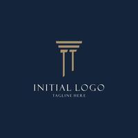 TT initial monogram logo for law office, lawyer, advocate with pillar style vector