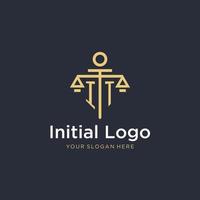 IT initial monogram logo with scale and pillar style design vector