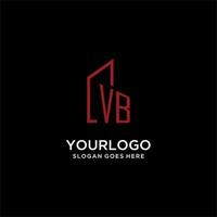 VB initial monogram with building logo design vector