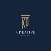 KD initial monogram logo for law office, lawyer, advocate with pillar style vector