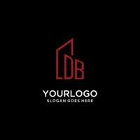 DB initial monogram with building logo design vector
