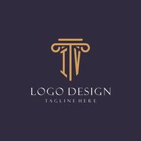 IV monogram initials design for law firm, lawyer, law office with pillar style vector