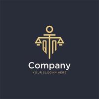 QN initial monogram logo with scale and pillar style design vector