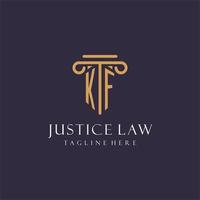 KF monogram initials design for law firm, lawyer, law office with pillar style vector