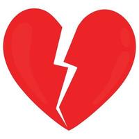 Broken red heart. Vector illustration of a broken heart. Valentines day.