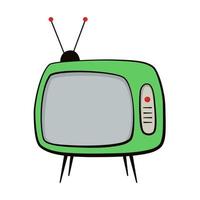 Vector cartoon illustration of retro television. Old tv box isolated on white background. Flat design of vintage home media electronics