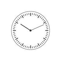 cara de reloj en blanco aislado sobre fondo blanco. delinear las manecillas del reloj vectorial. icono para el diseño del reloj de pared vector