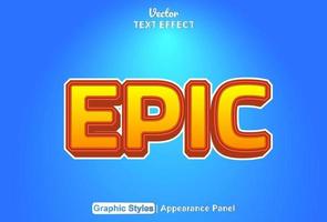 epic text effect with graphic style and editable. vector