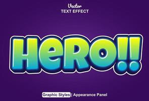 hero text effect with graphic style and editable. vector