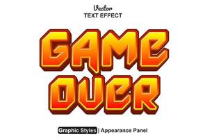 Game over text effect with graphic style and editable. vector