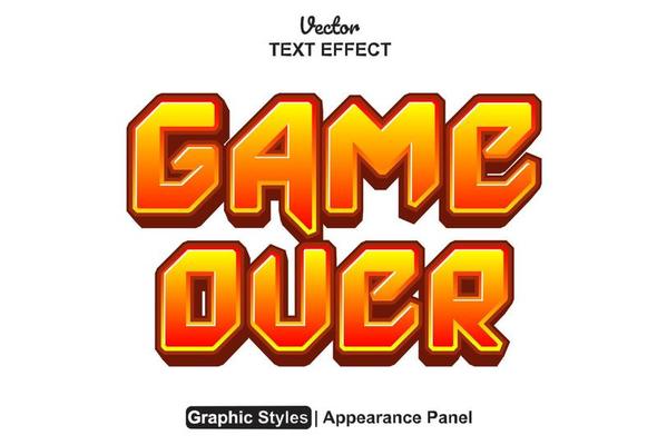 Game over text effect with graphic style and editable.