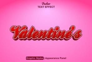 valentine text effect with graphic style and editable. vector