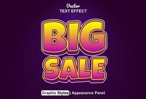 big sale text effect with graphic style and editable. vector