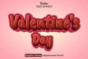 valentines day text effect with graphic style and editable. vector