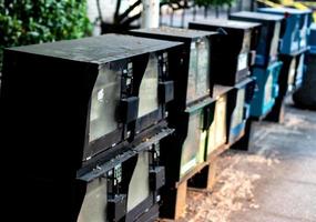 Newspaper dispenser vending machines in a row photo