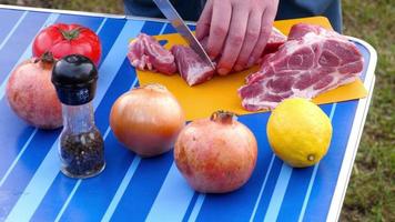 Slicing meat fo BBQ video