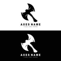 Ax Logo Design, War Tool Illustration and Woodcutter Vector