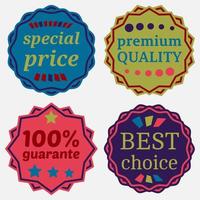 Set of Vector Badges with Ribbons. Web stickers and labels. Isolated vector illustration.