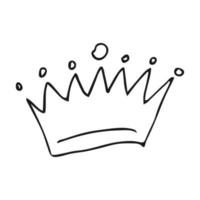 Hand drawn crown. Simple graffiti sketch queen or king crown. Royal imperial coronation and monarch symbol. Black brush doodle isolated on white background. Vector illustration.