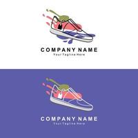 Sneakers Shoe Logo Design, vector illustration of trending youth footwear, simple funky concept