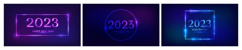 2023 Happy New Year neon background vector