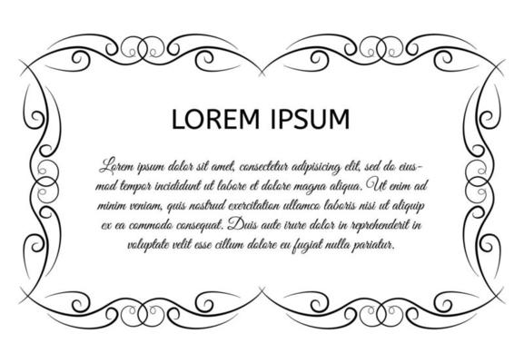 Decorative vintage horizontal frame with the place for your text in center. Vintage ornament greeting card template. Vector illustration.