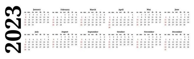 Calendar for 2023 isolated on a white background vector