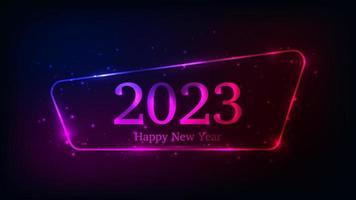 2023 Happy New Year neon background vector