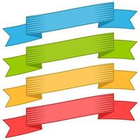 Set of four multicolor ribbons and banners for web design. Great design element isolated on white background. Vector illustration.