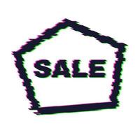 Distorted glitch sale banner with error effect on the edges and in text. Vector illustration.