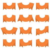 Set of twelve orange ribbons and banners for web design. Great design element isolated on white background. Vector illustration.