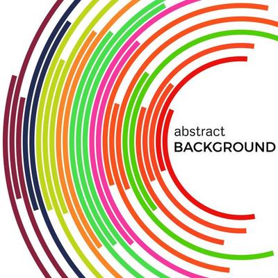 Abstract background with bright rainbow colorful lines. Colored circles with place for your text on a white background.